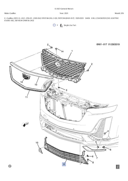 2020 - 2024 XT6 lower grille 84666649 NEW