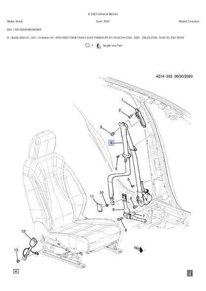 2021-2024 ENVISION FRONT SEAT BELTS ASSEMBLY NEW OE